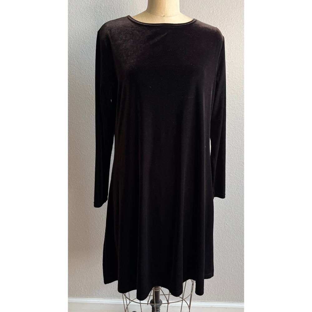 Jacqueline Ferrar Shiny Brown Velvety Tunic Shift Dress Size 10 EUC